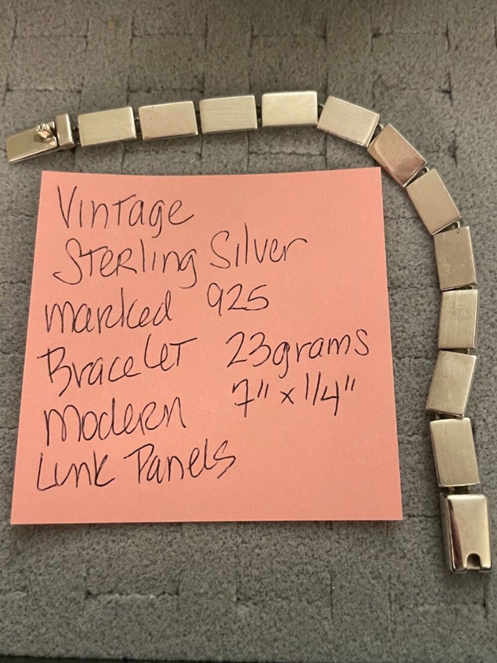 Vintage Sterling Silver Bracelet 23 grams 7" Modern Links Panels Mid Century - Picture 10 of 10